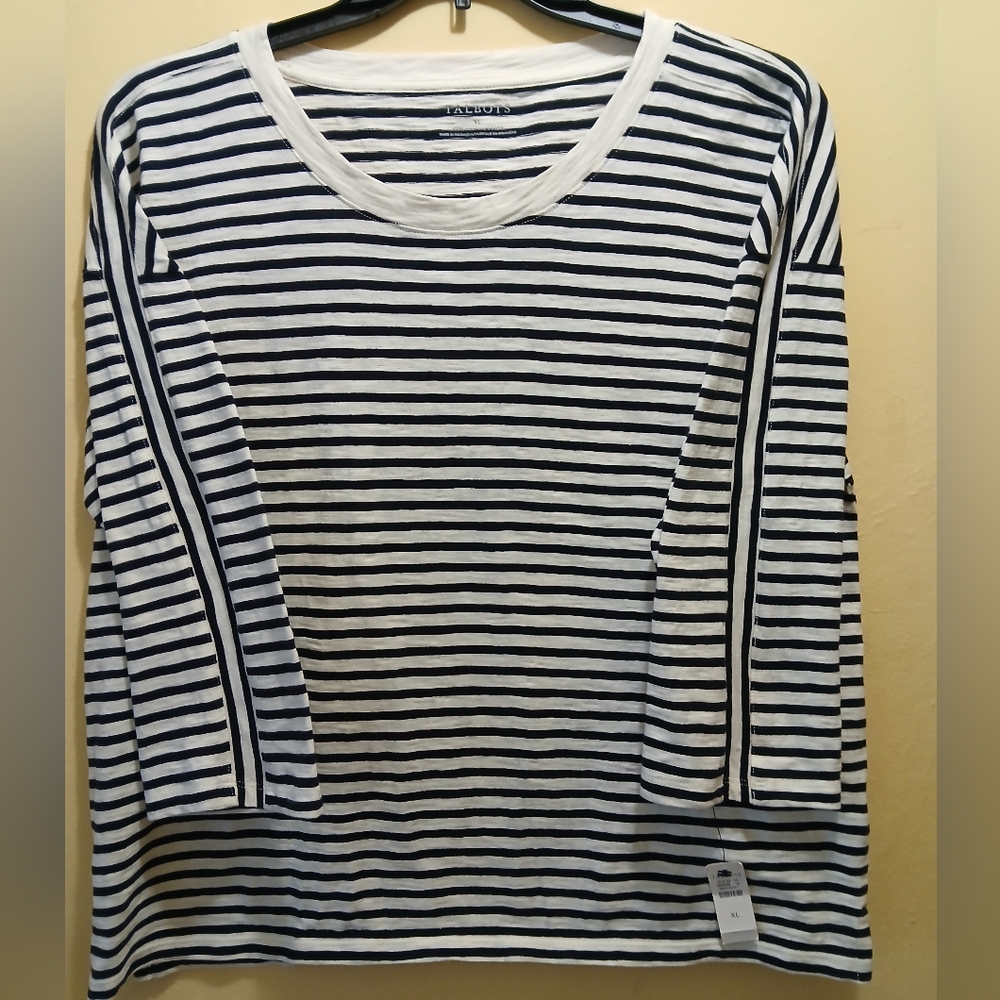 Talbots black and ivory top